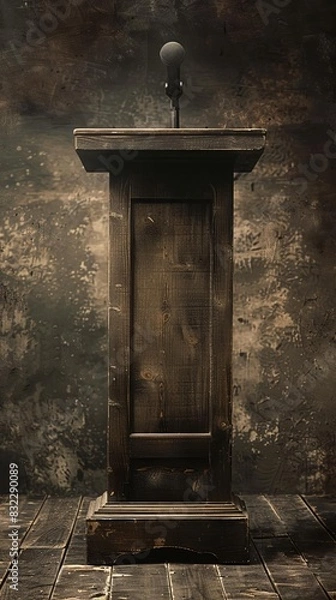 Fototapeta Vintage podium, antique wood, sepia tones, classic look
