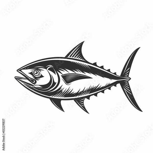 Fototapeta Tuna fish logo design template silhouette vector image