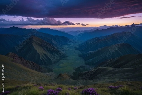 Fototapeta Twilight in Andean Highlands with Ethereal Glow