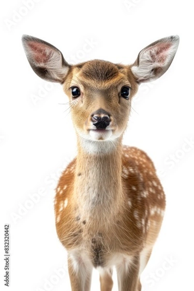 Fototapeta the Sika Deer with copy space on right Isolated on white background