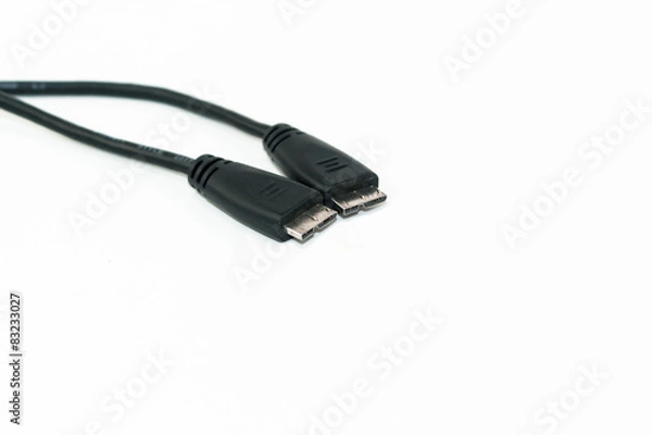 Obraz Micro USB 3 data cable isolate