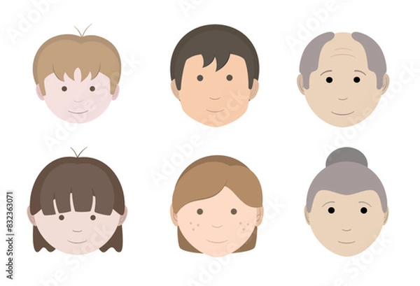 Fototapeta Set of family in different age