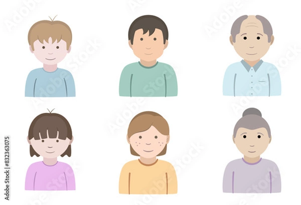 Fototapeta Set of family in different age