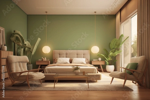 Obraz Interior design. Computer Generated Image Of Modern apartment living room. Architectural Visualization. 3D Render.
