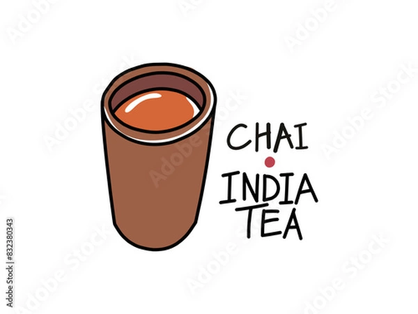 Obraz Hot India tea in a clay cup