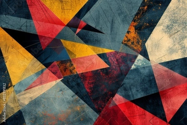 Fototapeta Abstract background with geometric shapes: textured wallpaper design in a digital art illustration style
