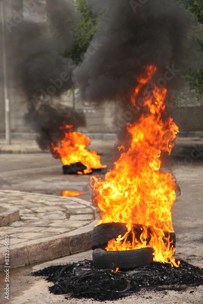 Fototapeta fire in the garden