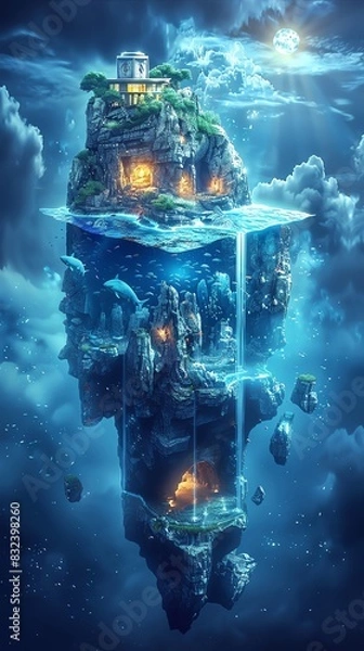 Obraz Isometric ocean cube profile map