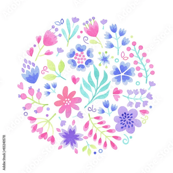 Obraz Vector Watercolor floral background.