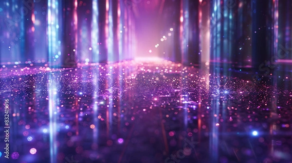 Obraz Reflective floor with purple laser beams creating a vibrant energy field