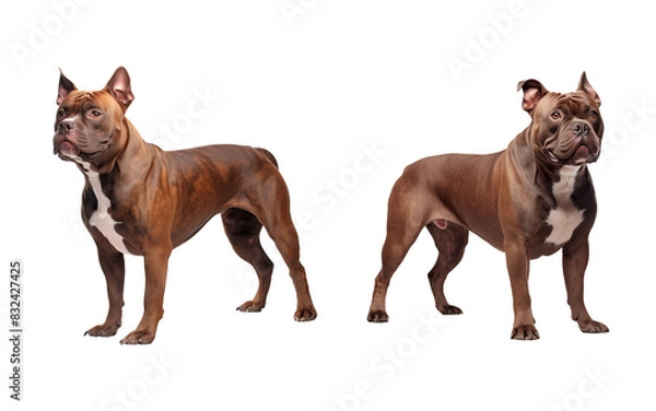 Fototapeta Red American Pit Bull Terrier Standing Isolated on Transparent Background