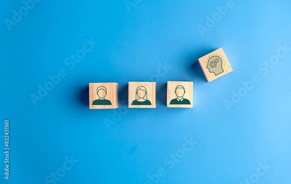 Fototapeta Customer Relationship Management, with global structure Human Resources HR management recruitment employment concept.