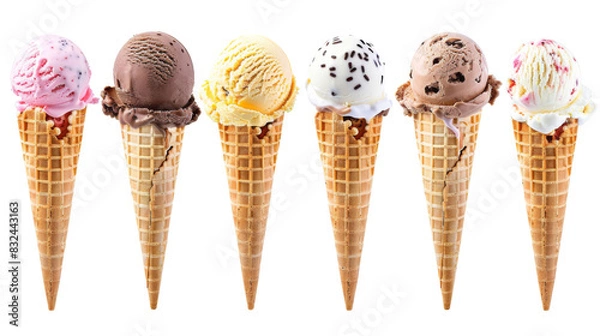 Fototapeta Ice cream scoop on waffle cone 