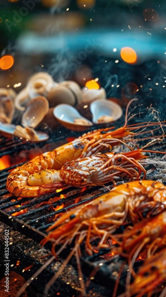 Obraz Night Sky UFO Encounter with Delicious Seafood Delights