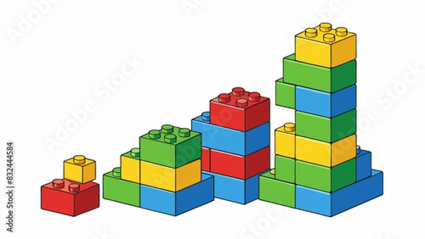Fototapeta A stack of colorful building blocks arranged in order from smallest to largest.. Cartoon Vector.