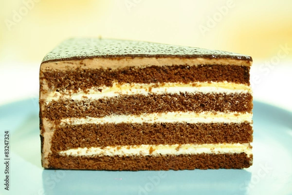 Obraz Beautiful tasty chocolate cake close up isolated on white backgr