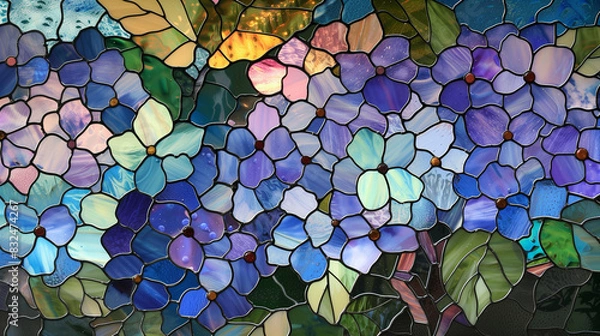 Obraz Stained-glass background wallpaper of hydrangea