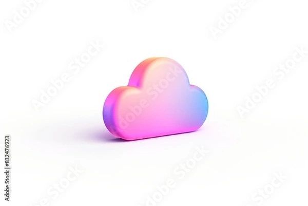 Obraz Minimalist technology icon for cloud computing in business, isolated on white background 