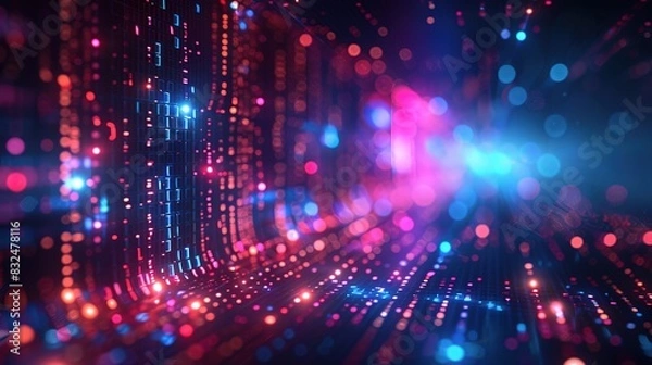 Fototapeta tech background with holographic elements and data streams