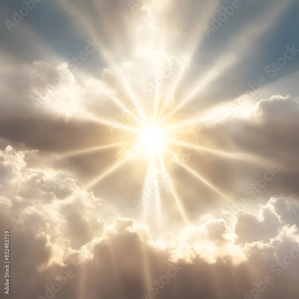 Obraz Golden Sun Rays Burst Through Dramatic Clouds