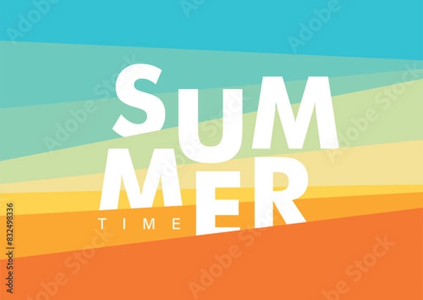 Obraz abstract summer time banner, vector illustration with blue and orange colors,template for background,cards,wallpaper