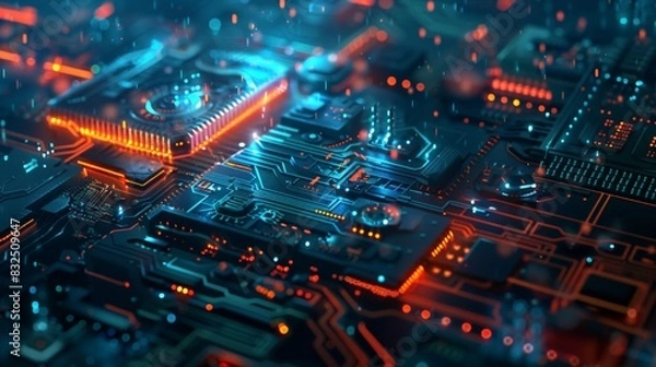 Fototapeta Digital abstract background for technological operations, AI, neural networks