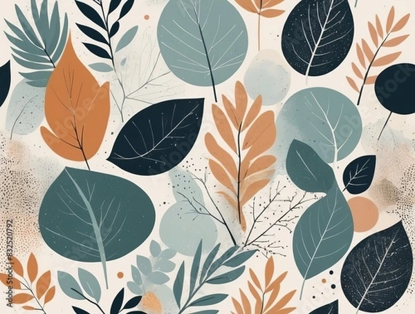 Obraz Unique botanical abstract design blending natural shapes in a nature-inspired color palette.