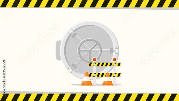 Fototapeta Under construction landing web page template. flat illustration vector eps 8 and above.
