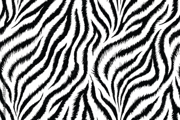 Fototapeta Seamless black and white tiger stripe pattern, ideal for fashion, textile, and decor