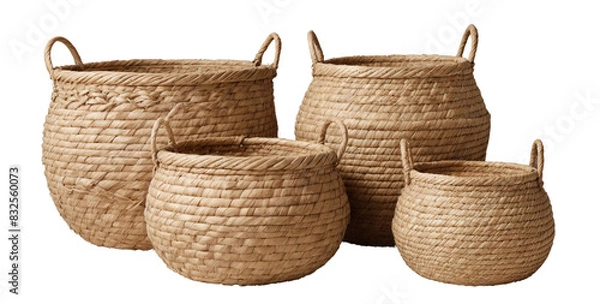 Obraz Woven Baskets, handmade wicker basket isolated on a transparent background