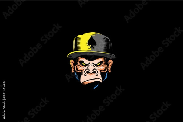 Fototapeta cool monkey cartoon head vector image