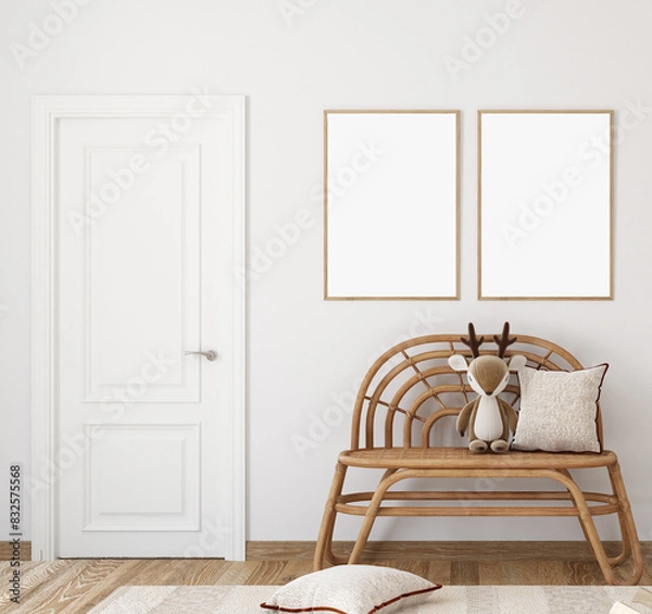 Fototapeta Frame mockup kids, frame mockup, interior mockup, 3d render