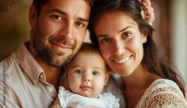 Fototapeta Image of a Happy family on a blurred background.