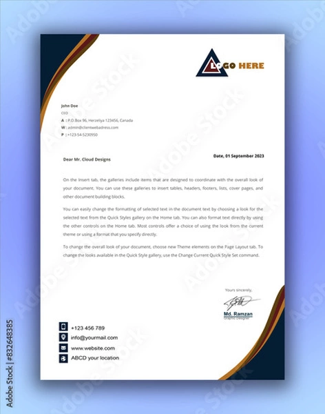 Obraz Professional Letterhead Design