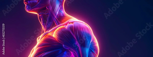 Fototapeta Neon Illuminated Shoulder Anatomy