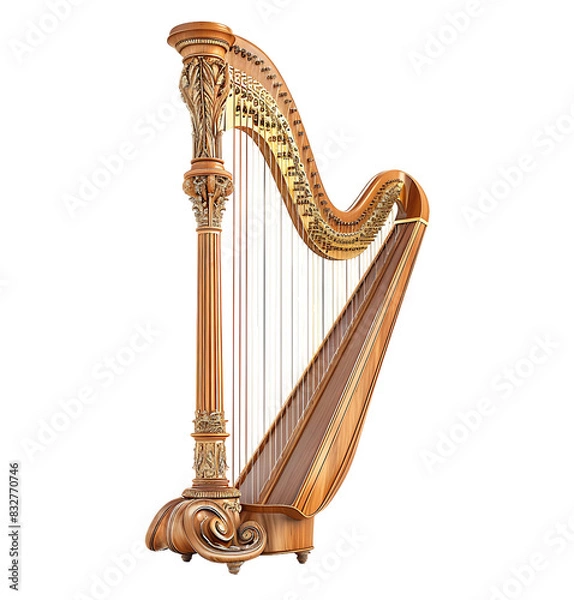 Fototapeta Harp on transparent isolated background