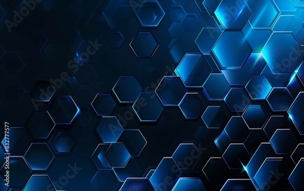 Obraz Abstract blue hexagon pattern on a technology background as a vector illustration in the style 