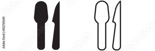 Obraz spoon and fork icon set. spoon, fork and knife icon vector. restaurant icon