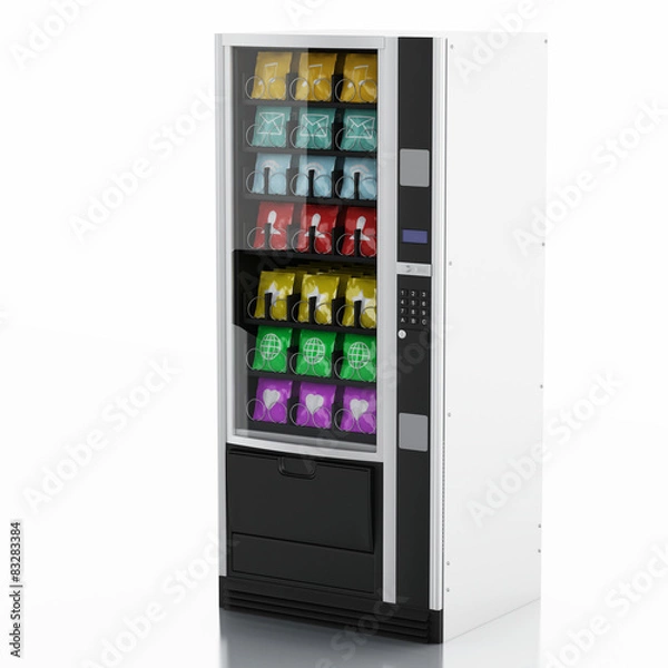Fototapeta 3d automat z ikonami aplikacji.