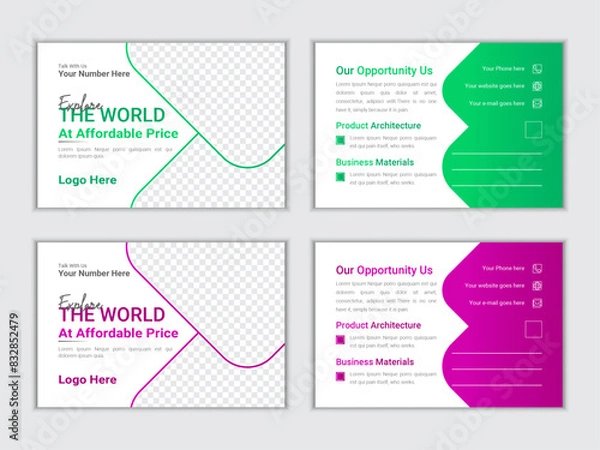 Fototapeta Professional Real estate post card template design