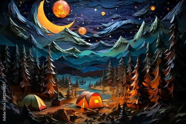 Fototapeta Camping - Generative AI
