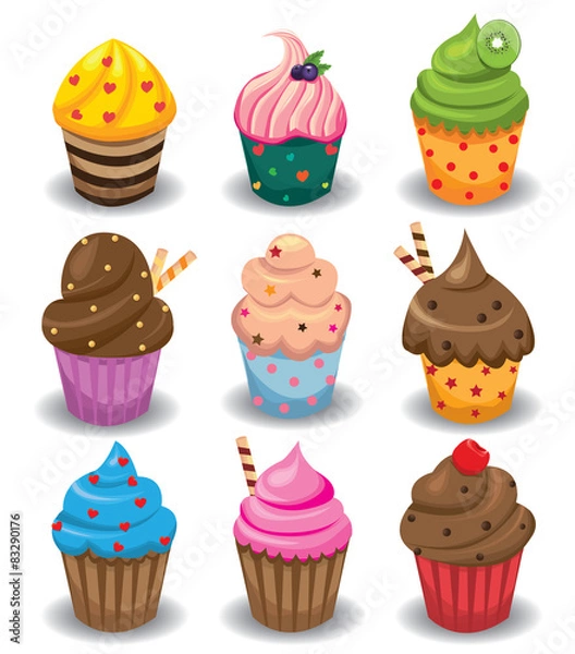 Fototapeta Cupcakes set
