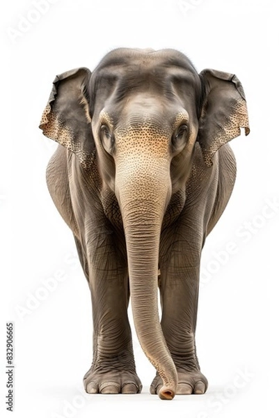 Fototapeta the Asian Elephant with copy space on right Isolated on white background
