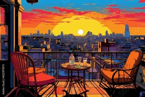 Obraz Rooftop views - Generative AI