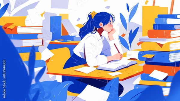 Fototapeta 勉強をする人