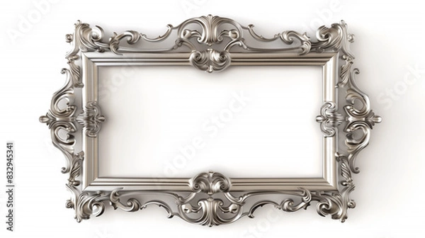 Fototapeta a smooth silver frame isolated on white background