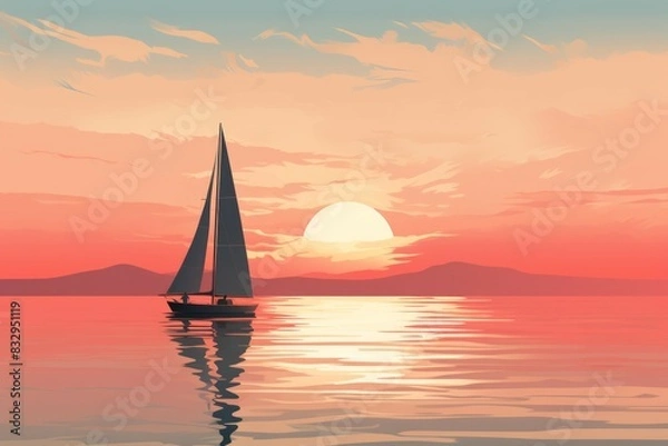 Fototapeta Summer sailing - Generative AI