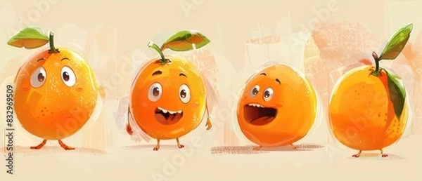 Fototapeta orange character avatar with funny look and cartoonish, vivid colors and expressive