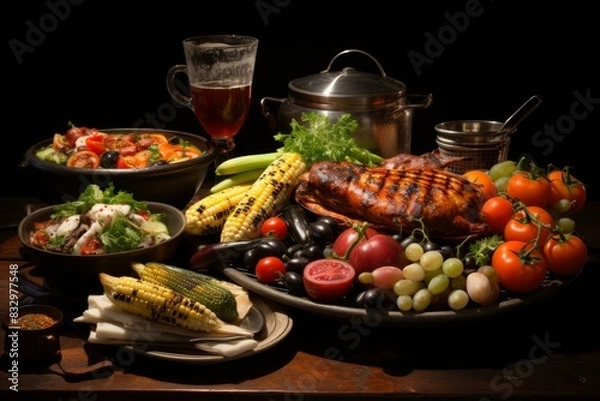 Fototapeta Summer backyard barbecues - Generative AI