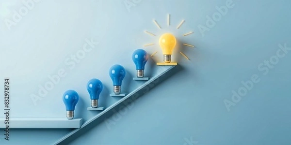 Fototapeta Five Lamps Highlighting Innovation and ideas for better qualification.